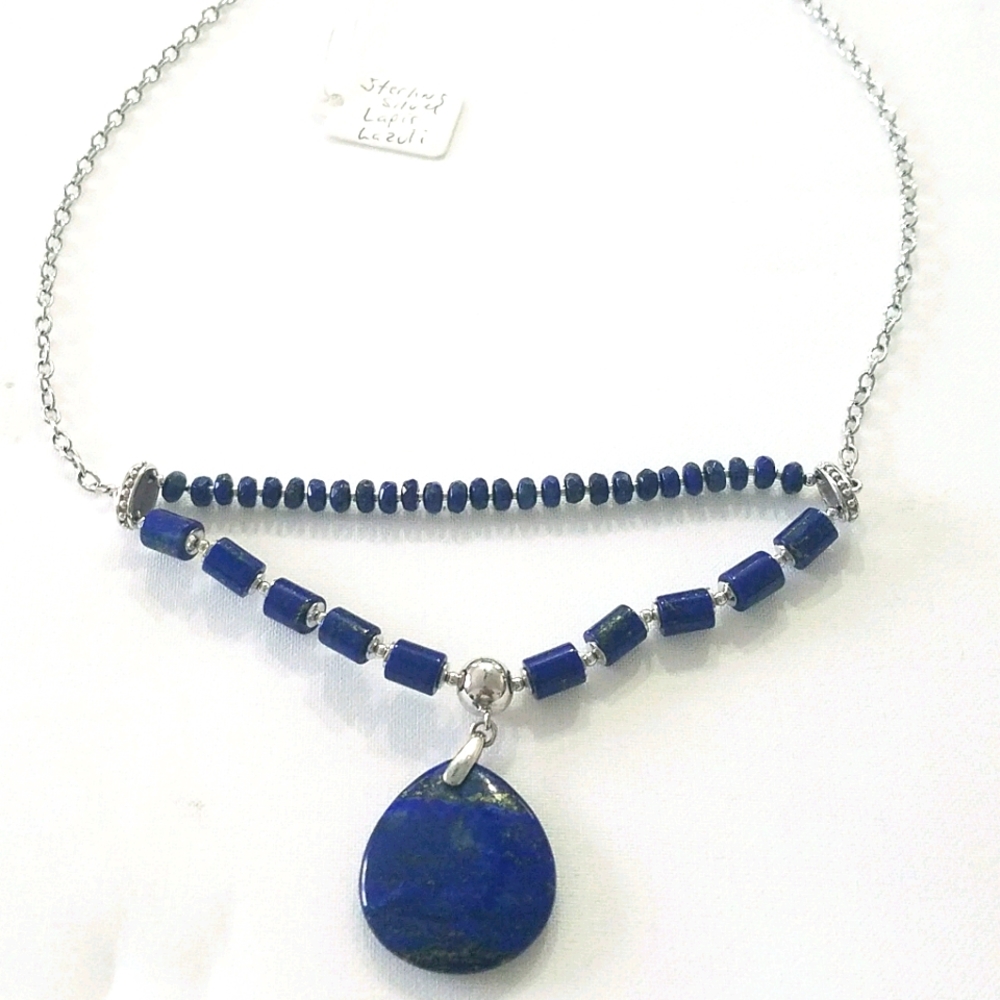 Blue Lapis Lazuli Sterling Silver Necklace